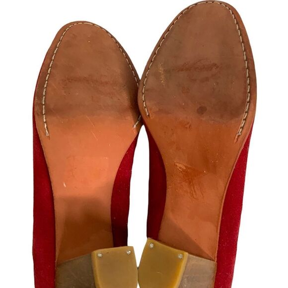 RACHEL COMEY Red 100% Genuine Suede Pull On Chelsea Booties Leather Sole Sz 8.5 - Picture 8 of 12